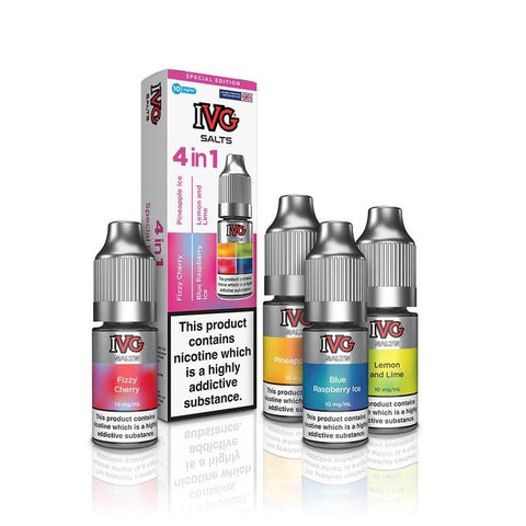 4 in 1 IVG Nic Salt 10ml E-liquids 4 Flavours ( Pack of 4 ) - Vaperdeals
