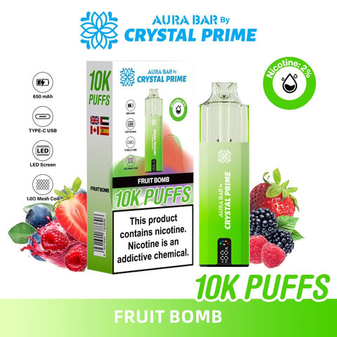 Aura Bar 10000 Prefilled Pod Vape By Crystal Prime - Pack of 5 - Vaperdeals