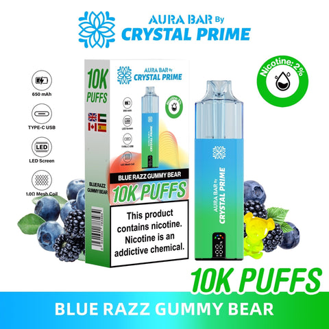 Aura Bar 10000 Prefilled Pod Vape By Crystal Prime - Pack of 5 - Vaperdeals