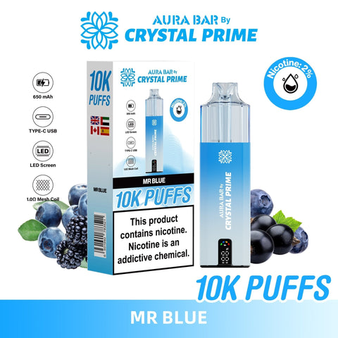 Aura Bar 10000 Prefilled Pod Vape By Crystal Prime - Pack of 5 - Vaperdeals