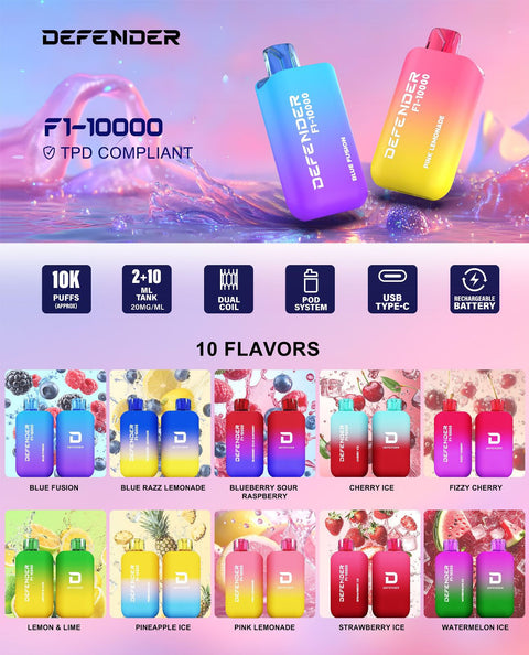 Defender F1 - 10000 Prefilled Pod Vape Kit ( Box of 5 ) - Vaperdeals