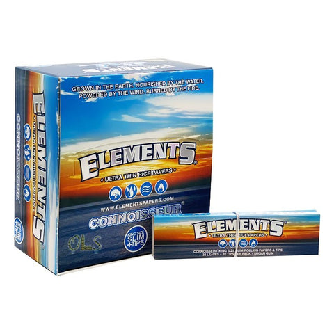 Element's Connoisseur King Size Slim Ultra Thin Papers and tips - Vaperdeals