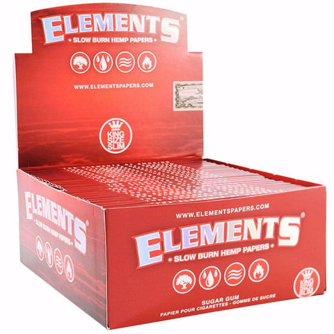 Element's Red Connoisseur King Size Slim Slow Burn Hemp Papers and Tips - Vaperdeals