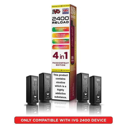 bulk wholesale IVG 2400 Reload 4 in 1 Prefilled Pods Box of 5 - Passionfruit Edition