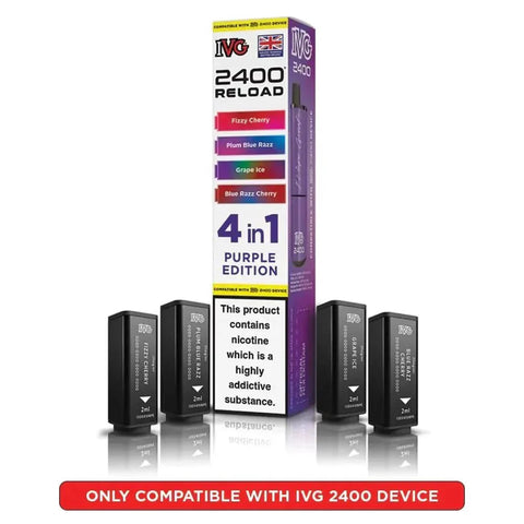 bulk wholesale IVG 2400 Reload 4 in 1 Prefilled Pods Box of 5 - Purple Edition