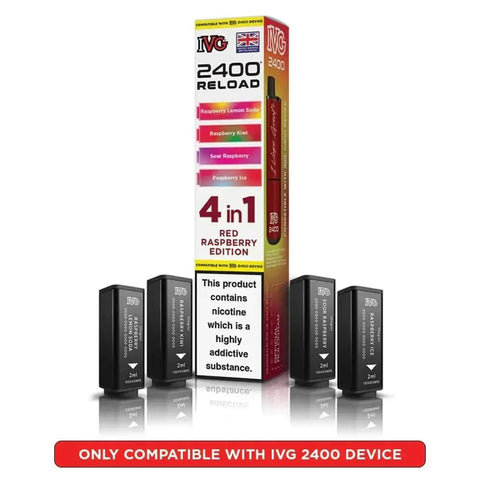 bulk wholesale IVG 2400 Reload 4 in 1 Prefilled Pods Box of 5 - Red Raspberry Edition