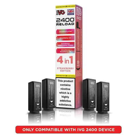 bulk wholesale IVG 2400 Reload 4 in 1 Prefilled Pods Box of 5 - Strawberry Edition