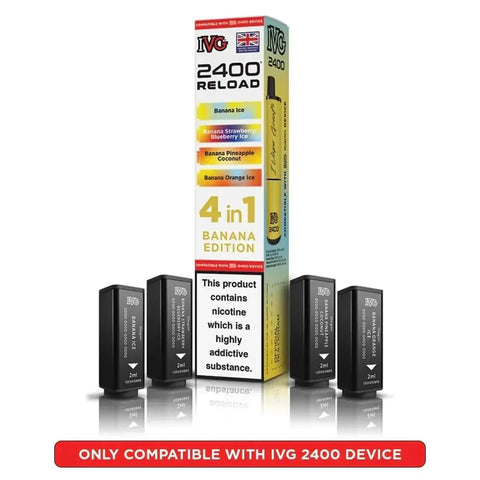 bulk wholesale IVG 2400 Reload 4 in 1 Prefilled Pods Box of 5 - Banana Edition