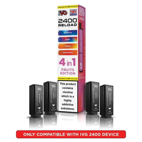 bulk wholesale IVG 2400 Reload 4 in 1 Prefilled Pods Box of 5 - Fruits Edition