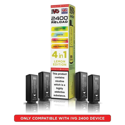 bulk wholesale IVG 2400 Reload 4 in 1 Prefilled Pods Box of 5 - Lemon Edition