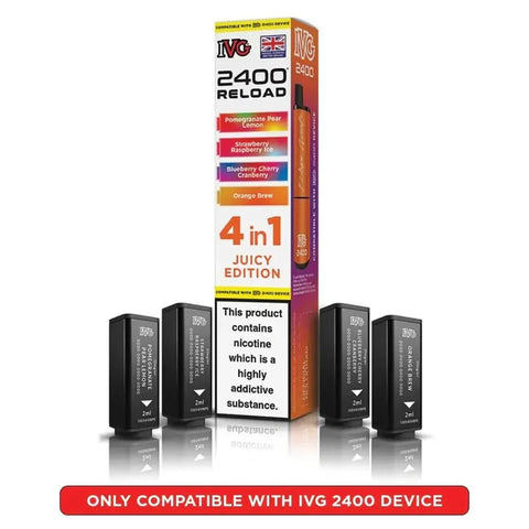 bulk wholesale IVG 2400 Reload 4 in 1 Prefilled Pods Box of 5 - Juicy Edition