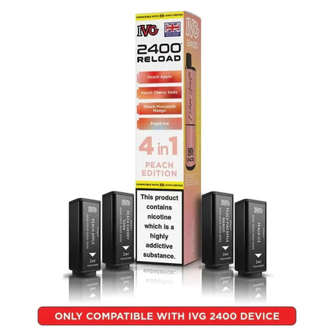 bulk wholesale IVG 2400 Reload 4 in 1 Prefilled Pods Box of 5 - Peach Edition