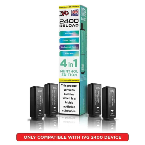 bulk wholesale IVG 2400 Reload 4 in 1 Prefilled Pods Box of 5 - Menthol Edition
