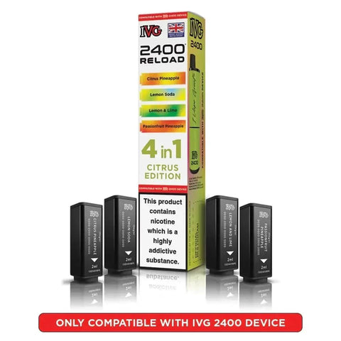 bulk wholesale IVG 2400 Reload 4 in 1 Prefilled Pods Box of 5 - Citrus Edition