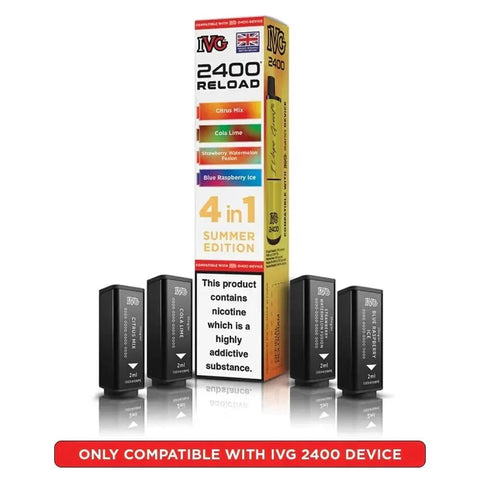 IVG 2400 Reload 4 in 1 Prefilled Pods Box of 5 - Vaperdeals