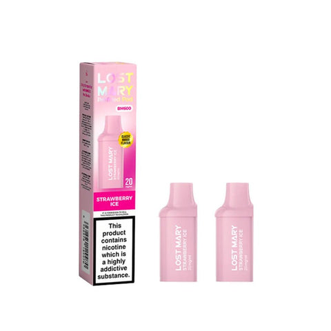 Lost Mary BM600 Replacement Pods Pack of 10 - Strawberry Ice - vapeukwholesale