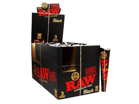 RAW Black King Size Pre - Rolled Cones (3 Pack) - Vaperdeals