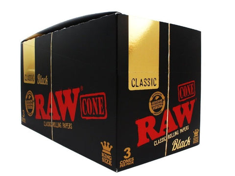 RAW Black King Size Pre - Rolled Cones (3 Pack) - Vaperdeals
