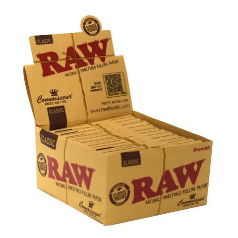 RAW Classic Connoisseur King size Slim Rolling Papers and tips - Pack of 24 - Vaperdeals