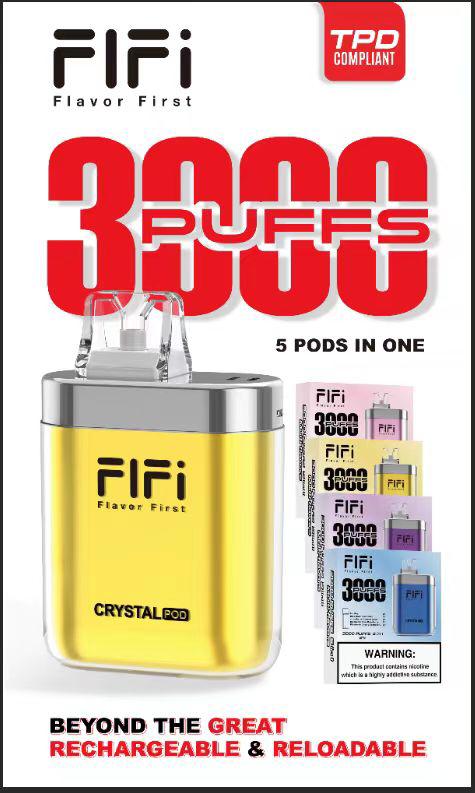 FiFi Crystal Pod 3000 Puffs Disposable Vape Pod 5 in 1 - Box of 5 - Vaperdeals