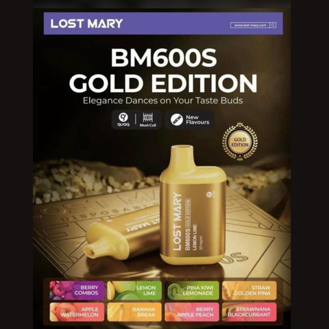 Lost Mary BM600S Gold Edition Disposable Vape Pod Box of 10 - Vaperdeals